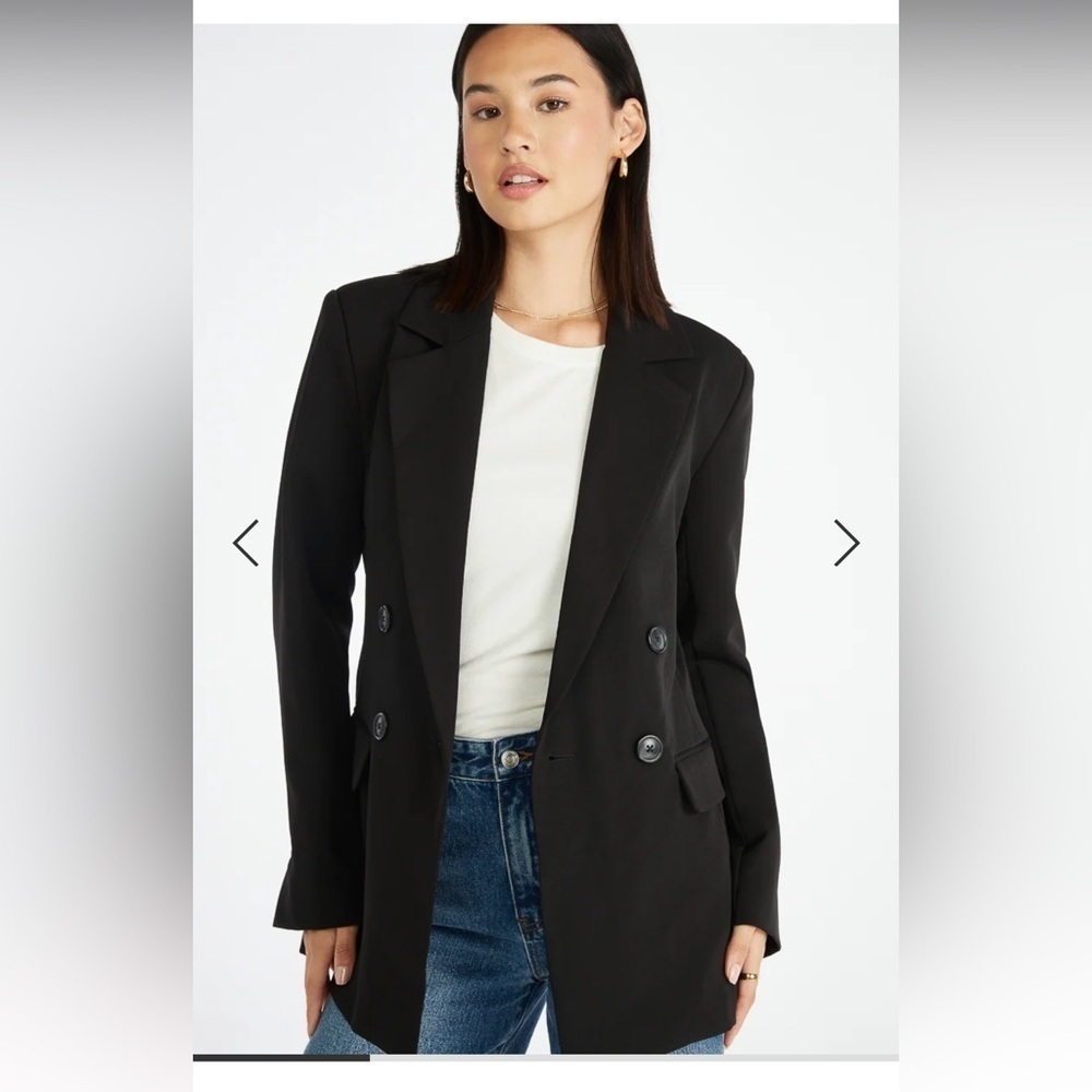 Black Double-Breasted Relaxed Fit Blazer